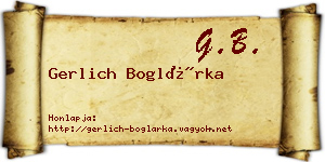 Gerlich Boglárka névjegykártya